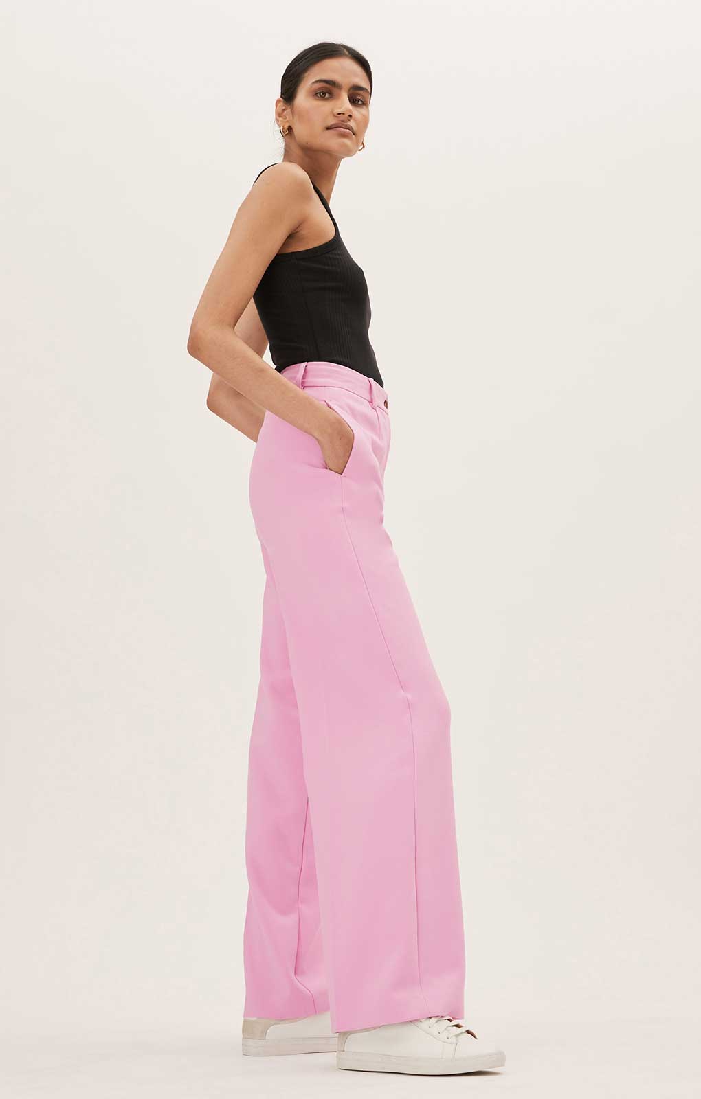 M&S Soft Magenta Crepe Wide Leg Trousers