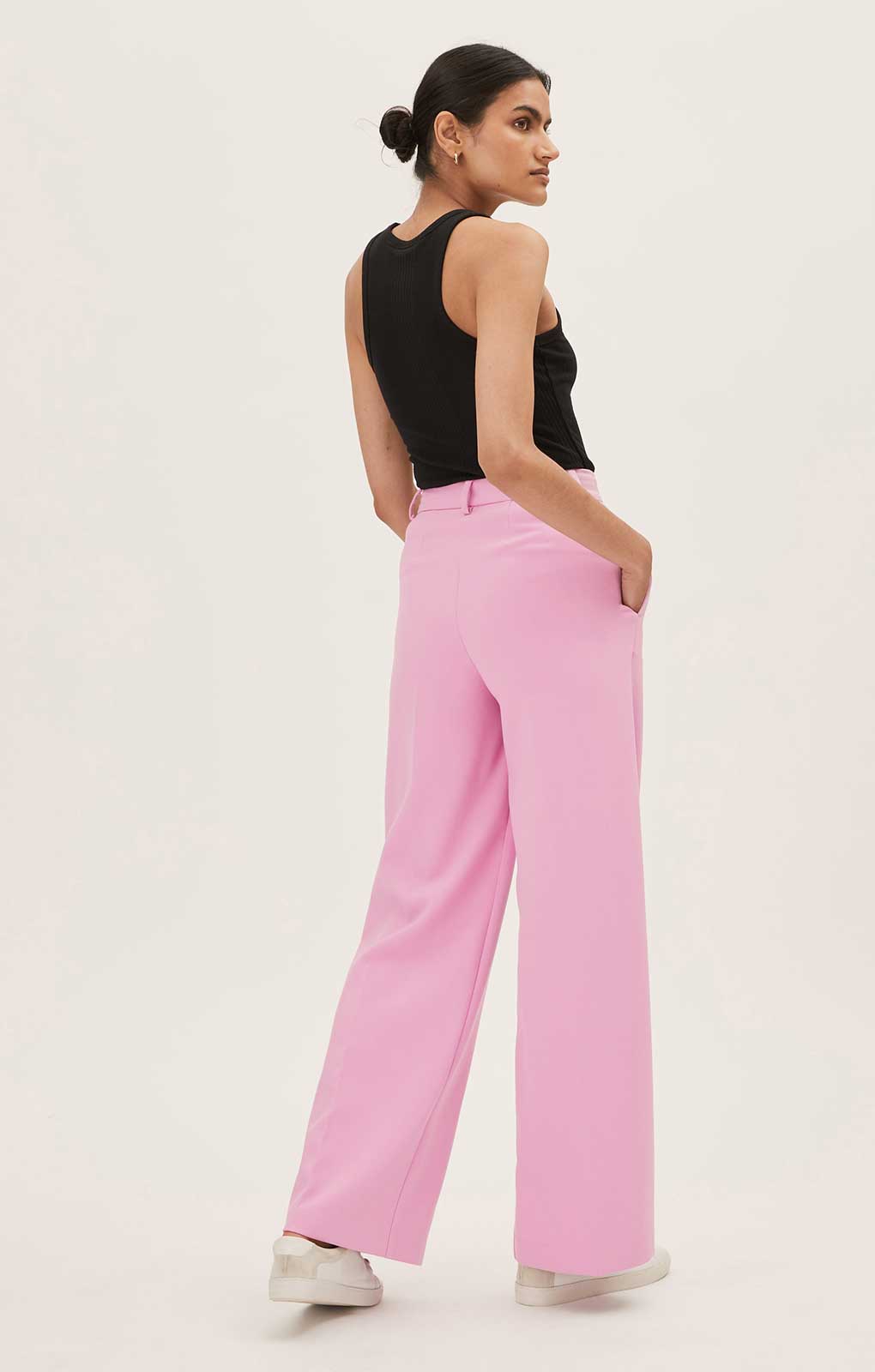 M&S Soft Magenta Crepe Wide Leg Trousers