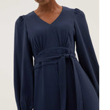 M&S Navy Long Sleeve Wide Leg Jumpsuit