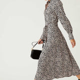 M&S Monochrome Floral Belted Midi Shirt Dress product image