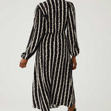 M&S Striped V-Neck Midi Wrap Dress product image