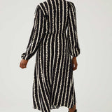 M&S Striped V-Neck Midi Wrap Dress