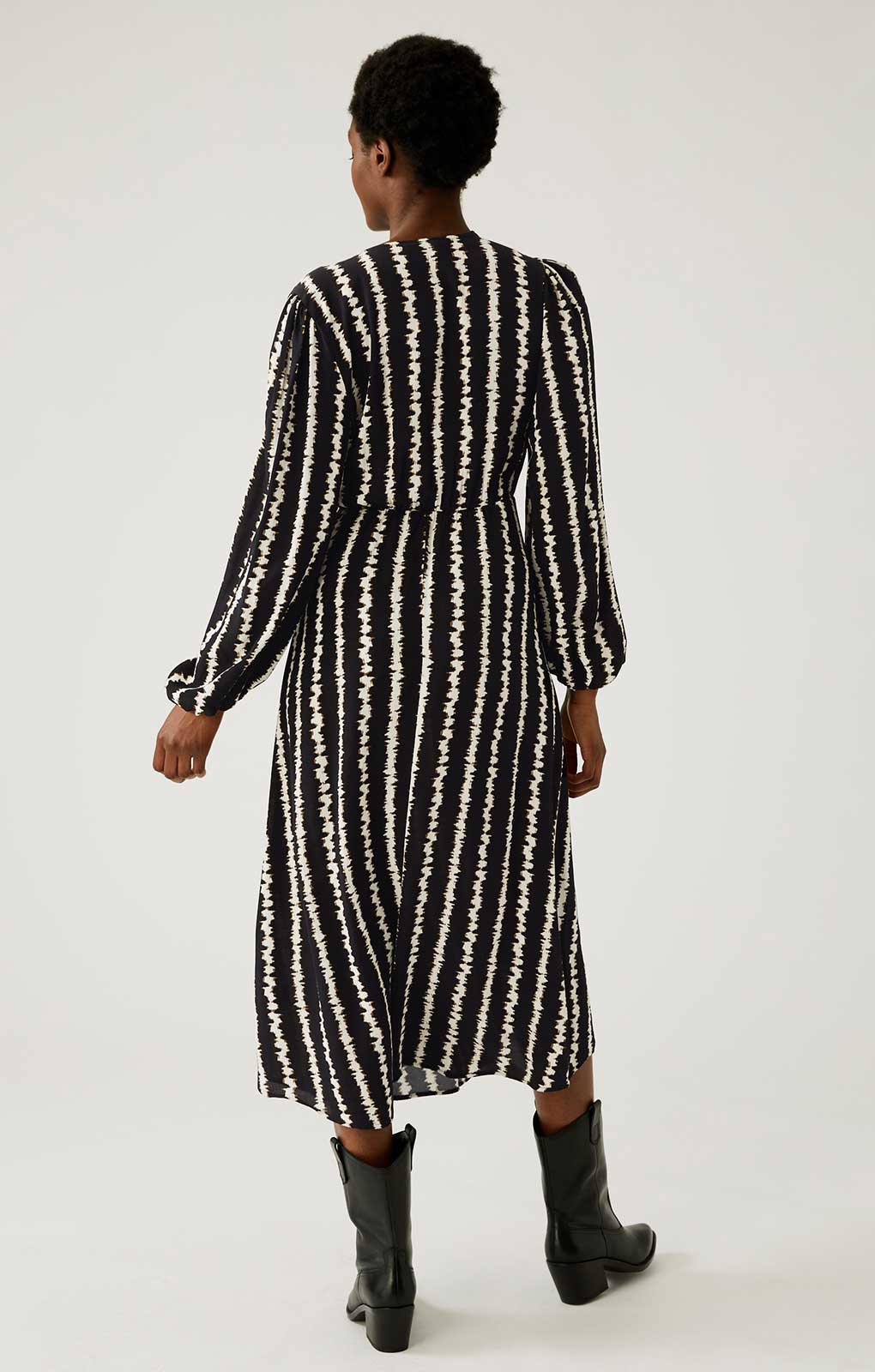 M&S Striped V-Neck Midi Wrap Dress