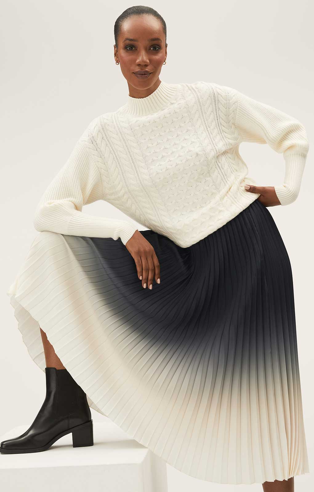 M&S Ombre Pleated Midaxi Skirt product image