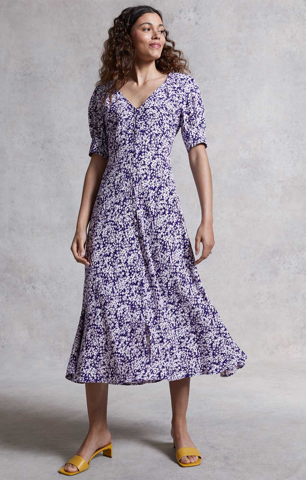 M&S X Ghost Ditsy Button Detail Dress