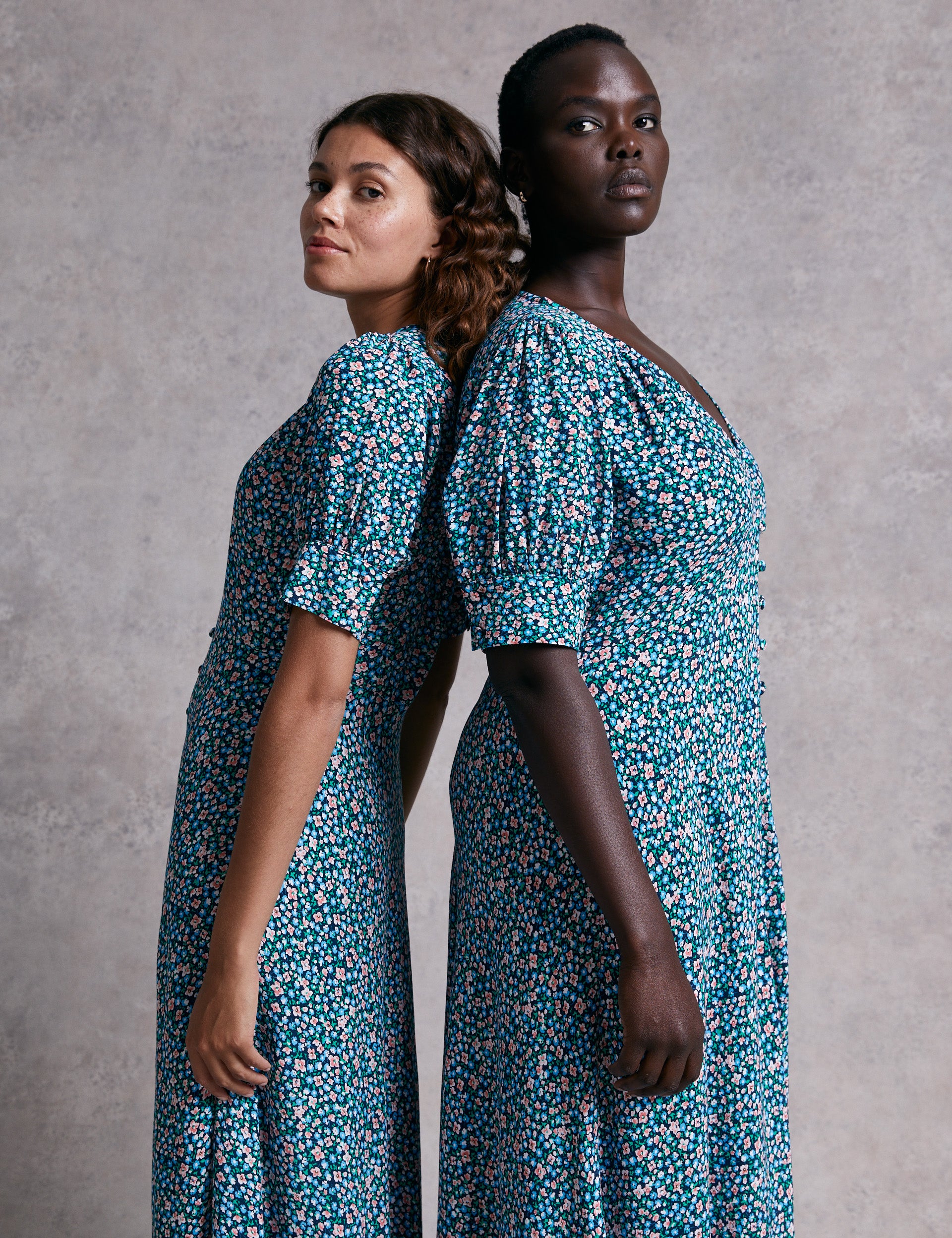 M&S X Ghost Ditsy Floral Button Through Midi Dress