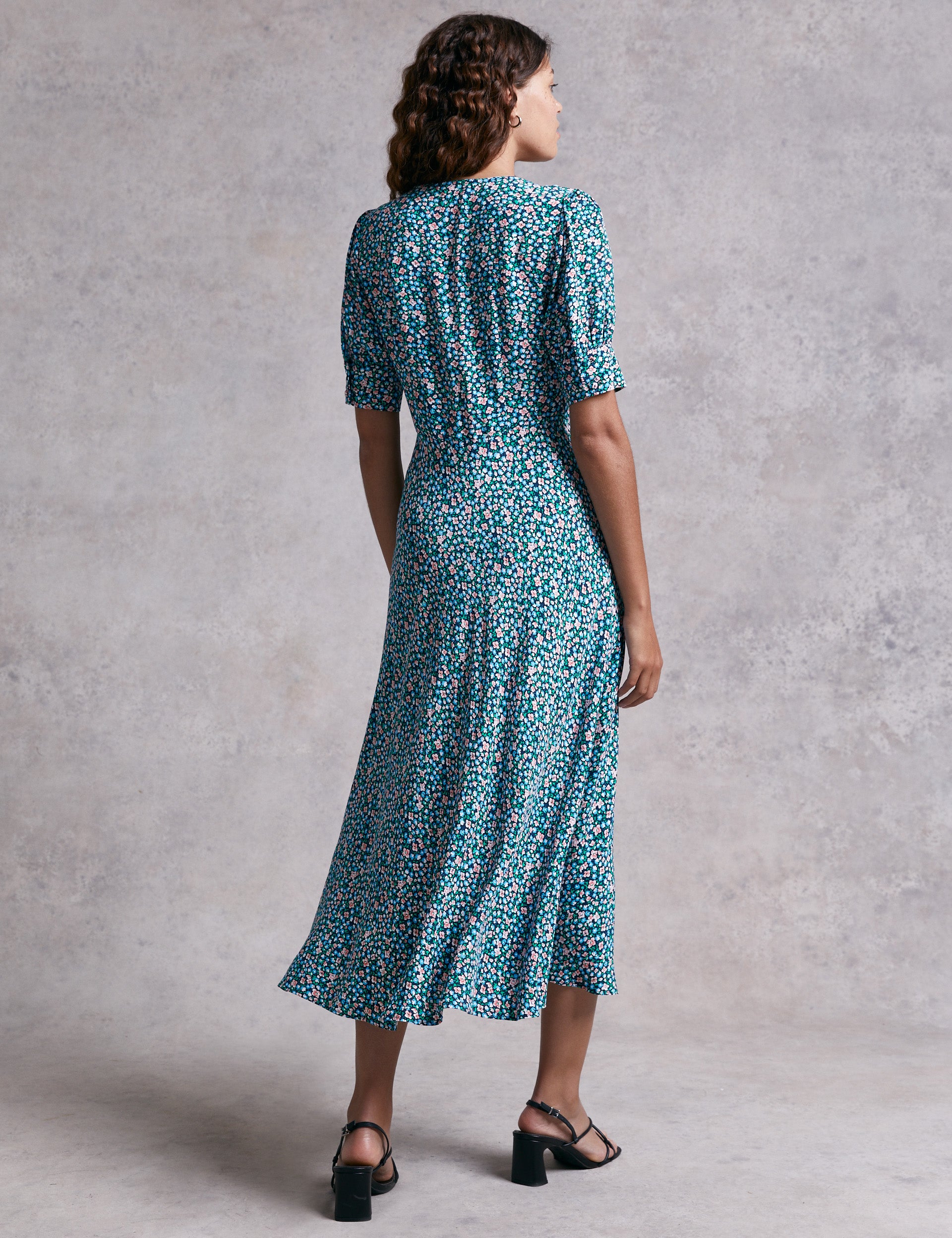 M&S X Ghost Ditsy Floral Button Through Midi Dress