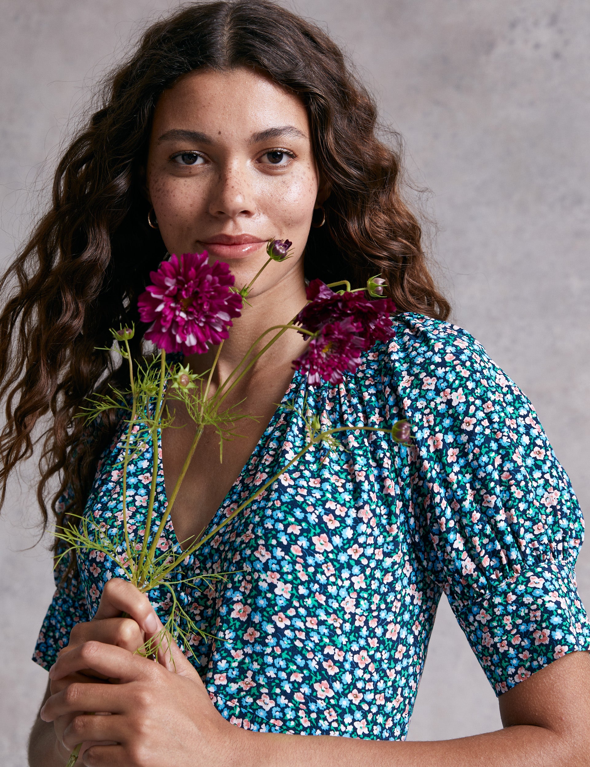 M&S X Ghost Ditsy Floral Button Through Midi Dress