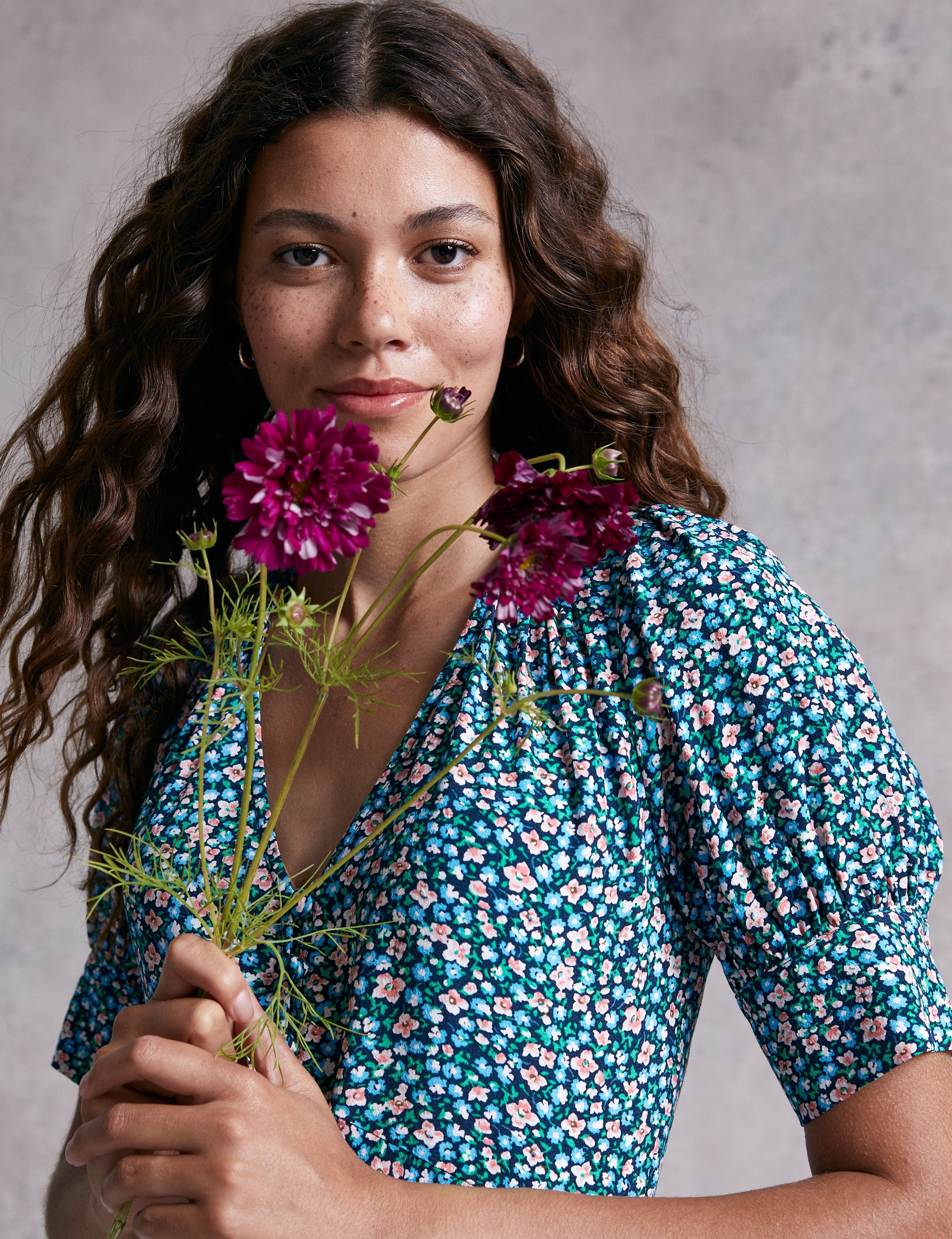 M&S X Ghost Ditsy Floral Button Through Midi Dress product image