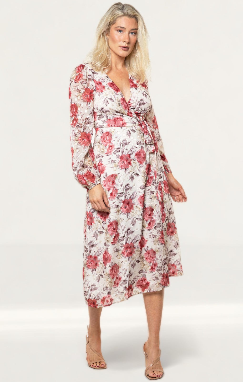 Seven Wonders Berry Floral Florence Wrap Midi Dress product image