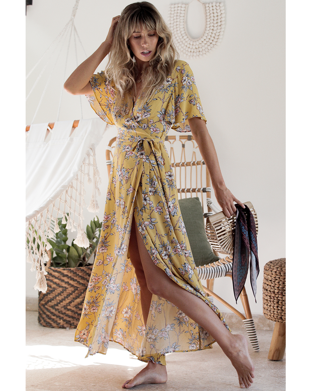 Seven Wonders Yellow Floral Print Wrap Dress product image