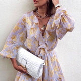 Seven Wonders Long Sleeved Lilac Print Dress