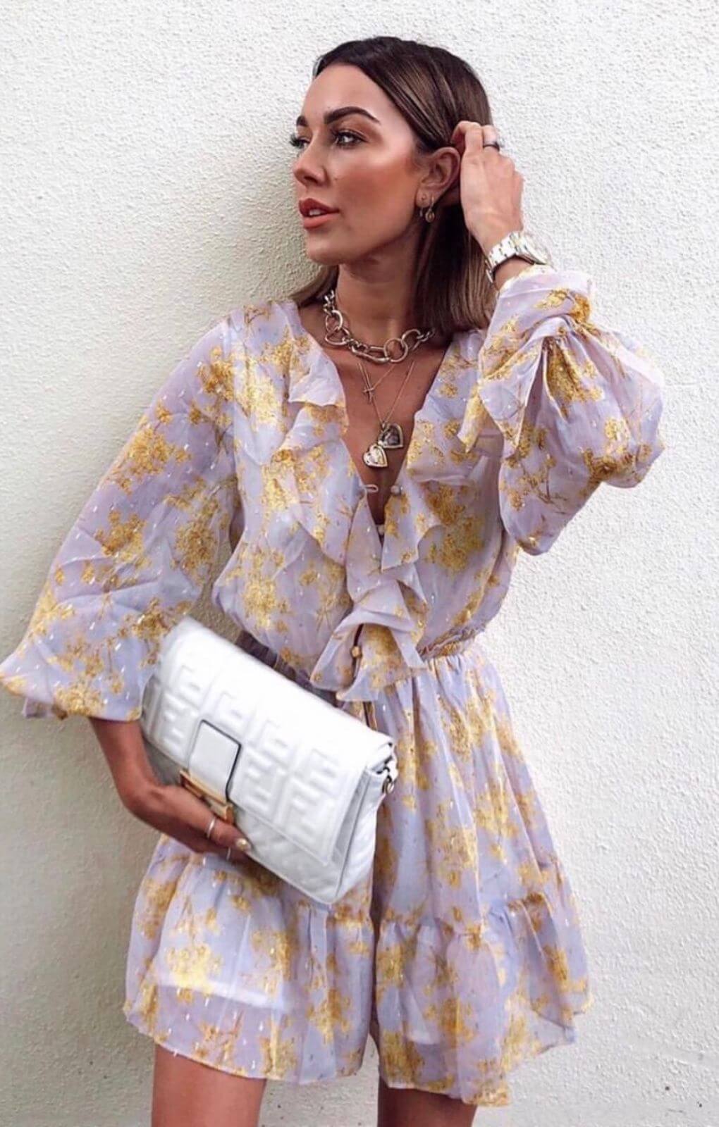 Seven Wonders Long Sleeved Lilac Print Dress
