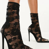 Simmi London Sade High Ankle Lace Sock Boot In Black