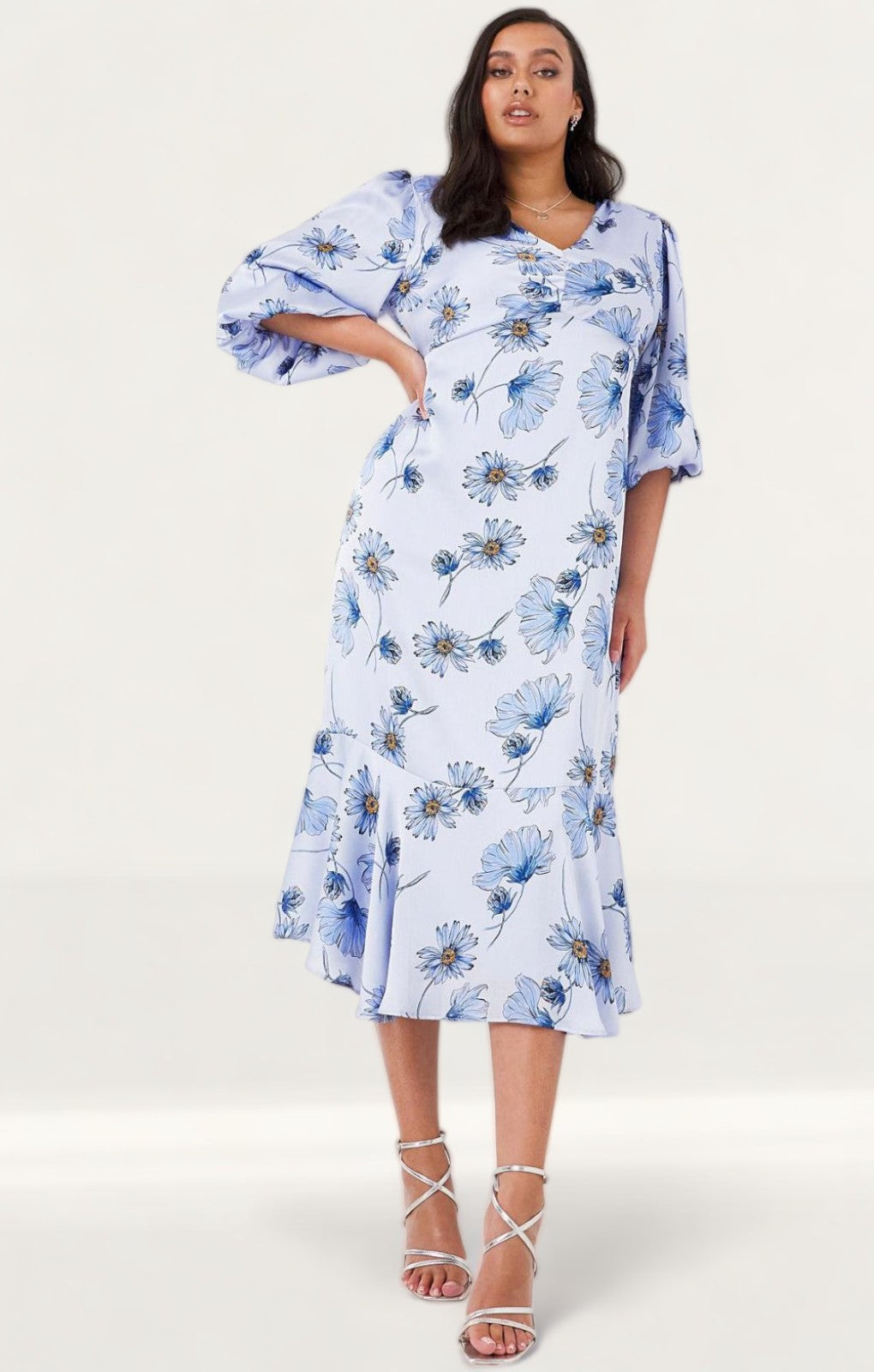 Simply Be Blue Print Satin Dress product image