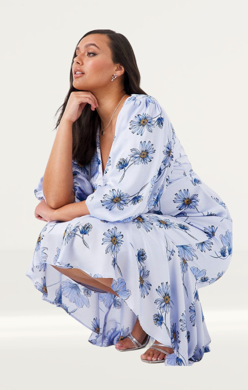 Simply Be Blue Print Satin Dress