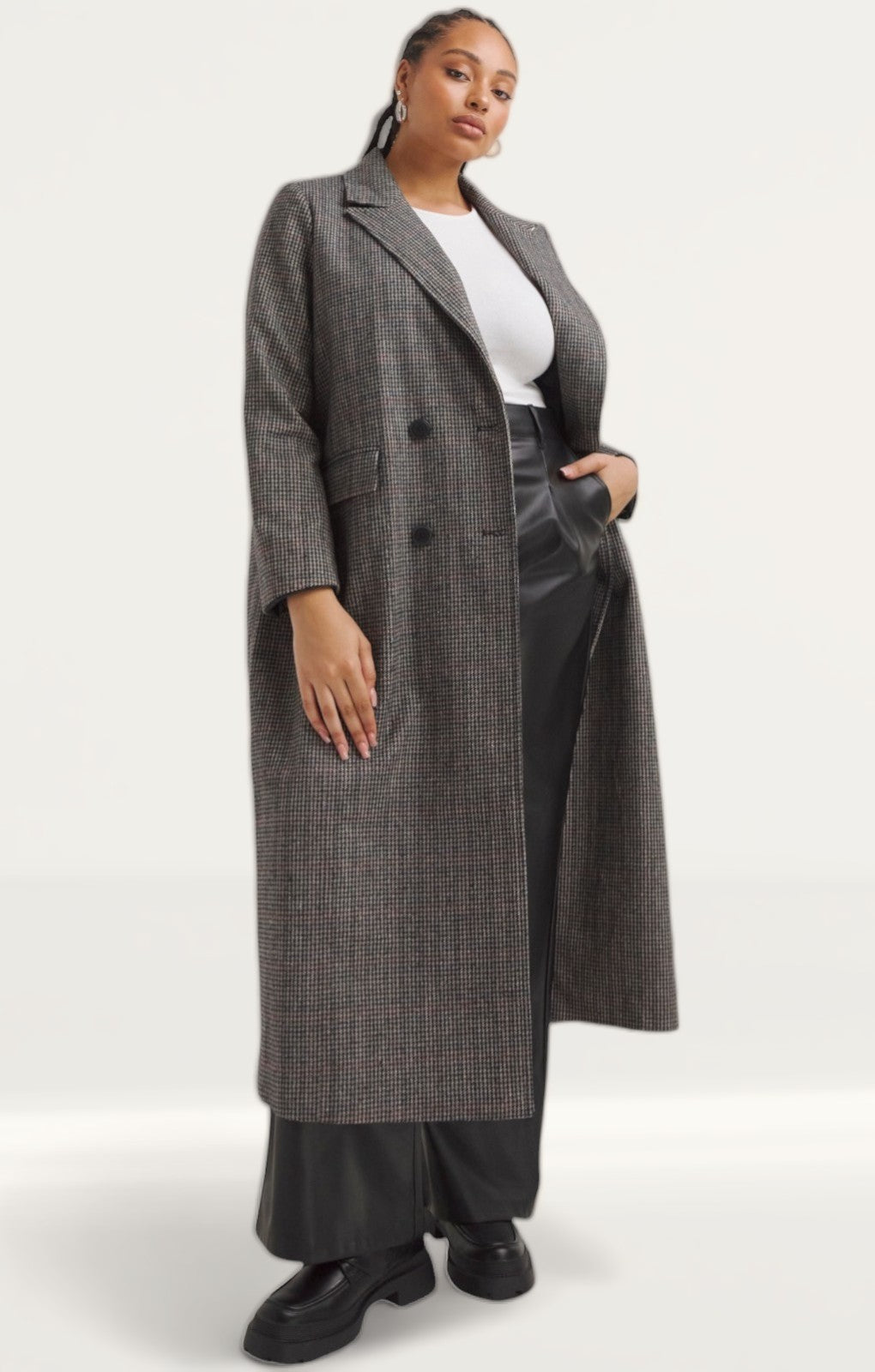 Simply Be Check Slim Maxi Column Coat