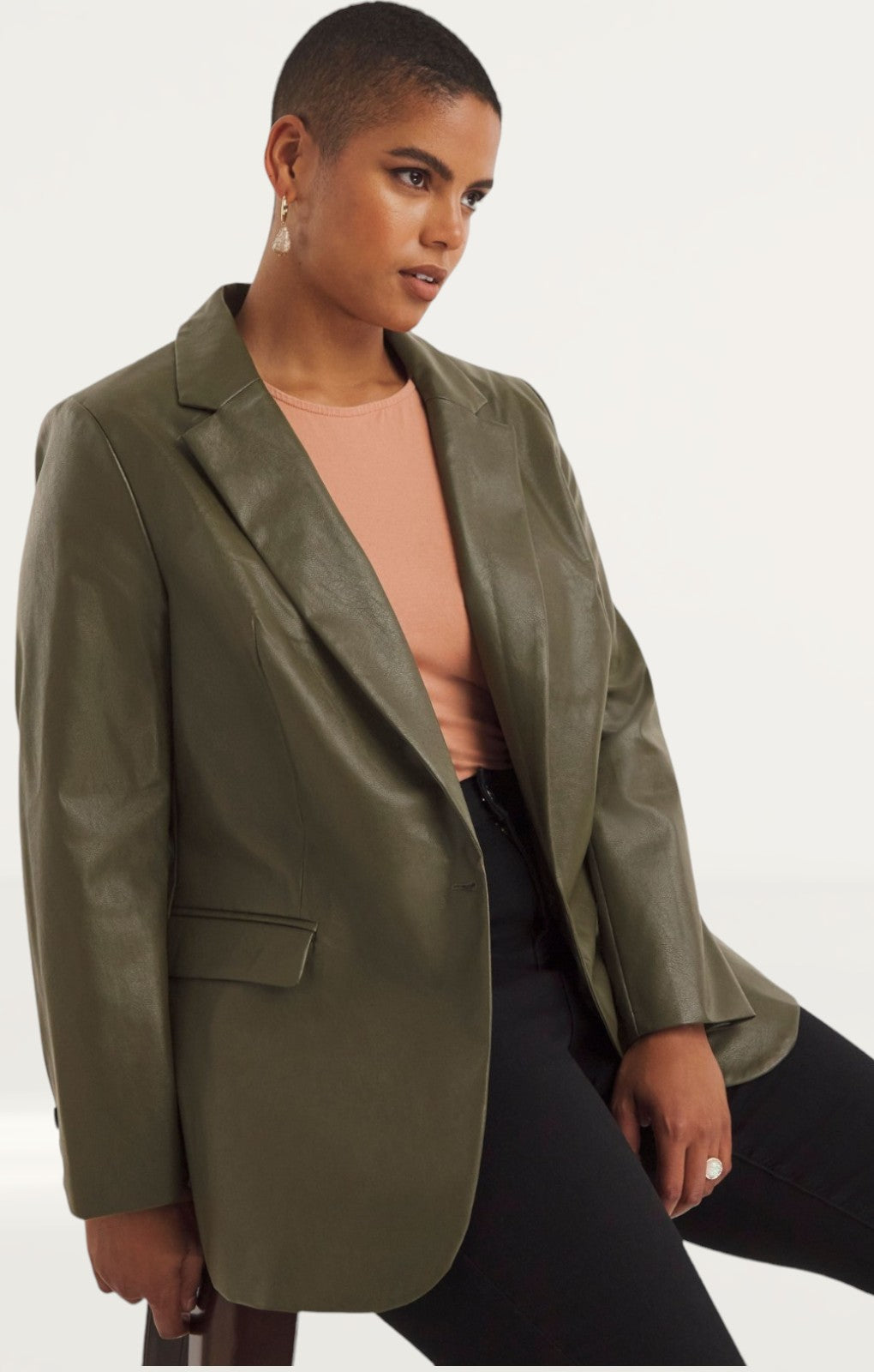 Simply Be Khaki Pu Blazer product image