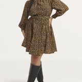 Simply Be Leopard Print Georgette Belted Skater Dress