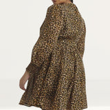 Simply Be Leopard Print Georgette Belted Skater Dress