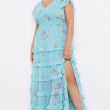 Simply Be Blue Floral Tiered Maxi Dress product image