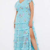 Simply Be Blue Floral Tiered Maxi Dress