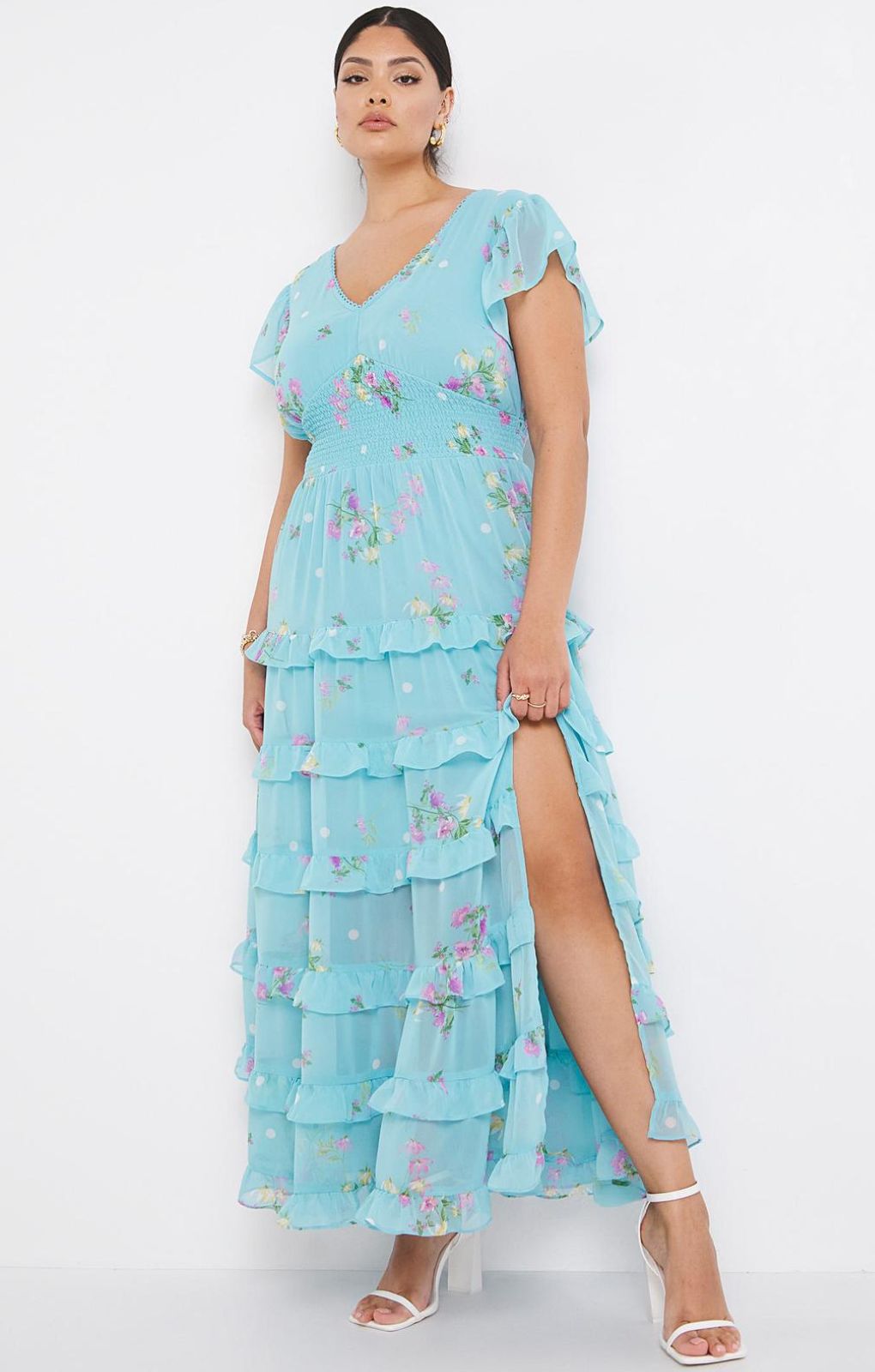 Simply Be Blue Floral Tiered Maxi Dress product image