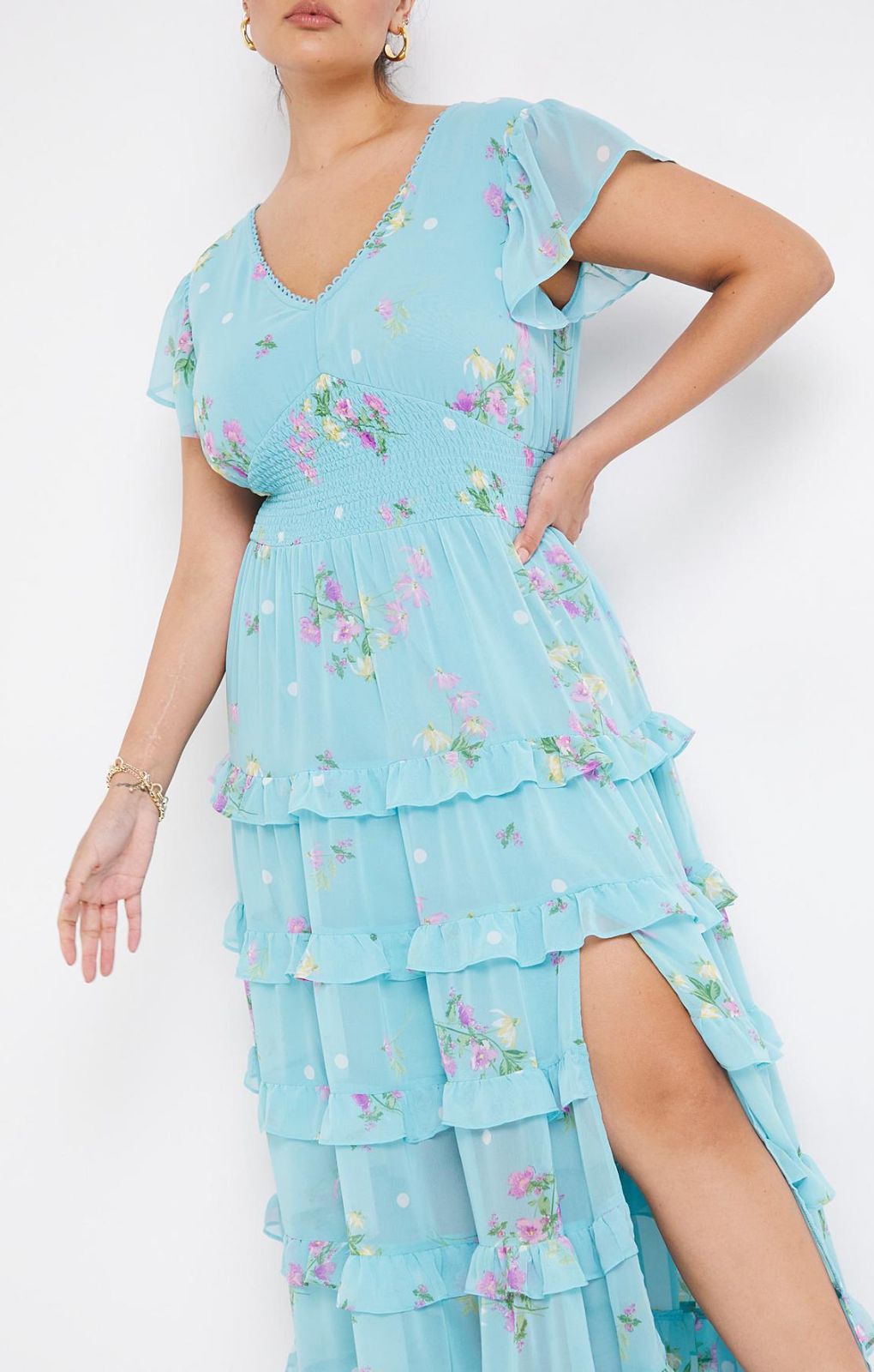 Simply Be Blue Floral Tiered Maxi Dress