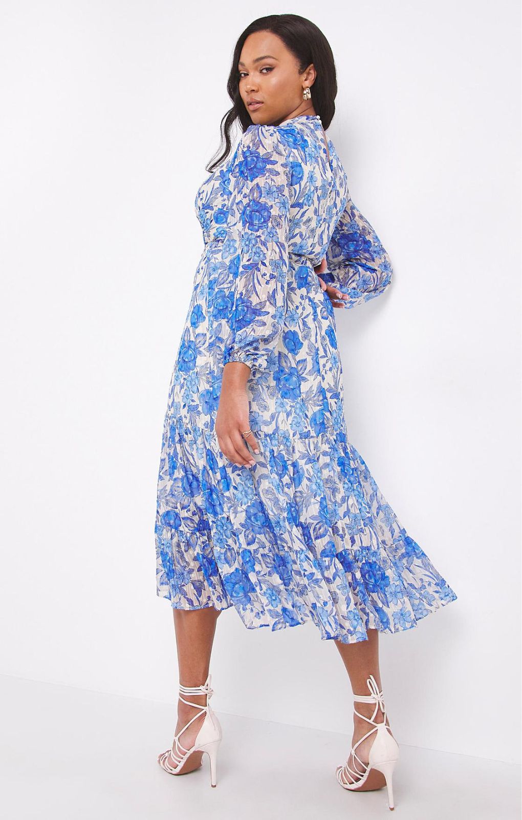 Simply Be Blue Print Choker Dress