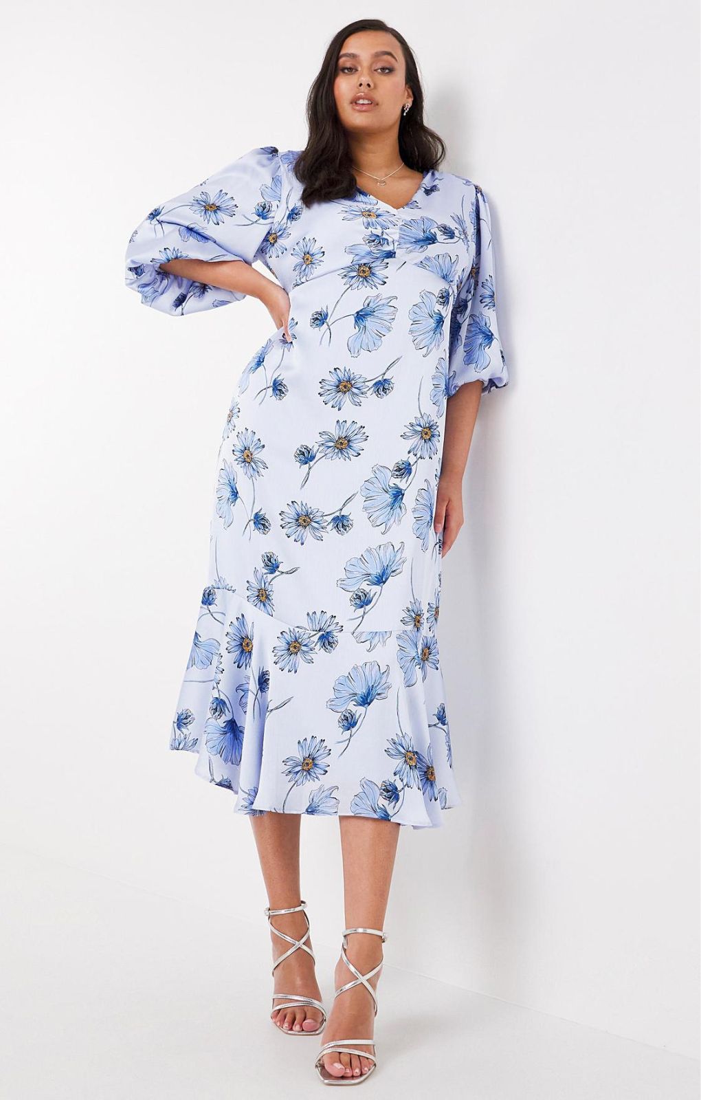 Simply Be Blue Print Satin Dress
