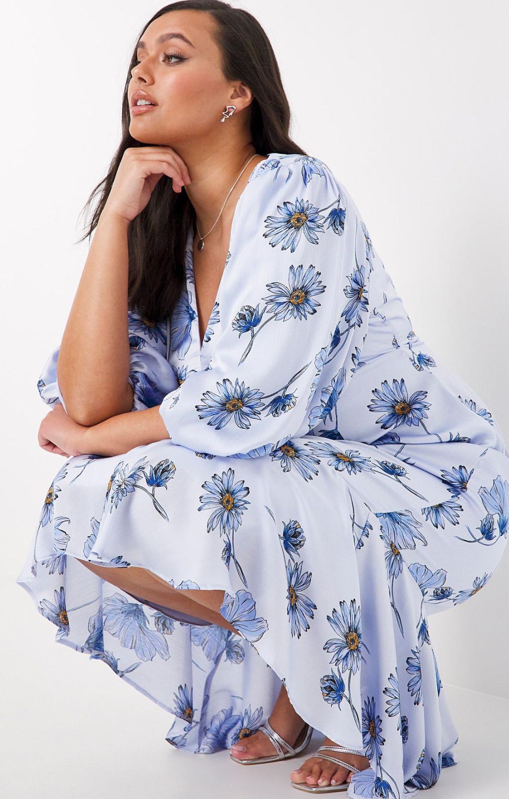 Simply Be Blue Print Satin Dress