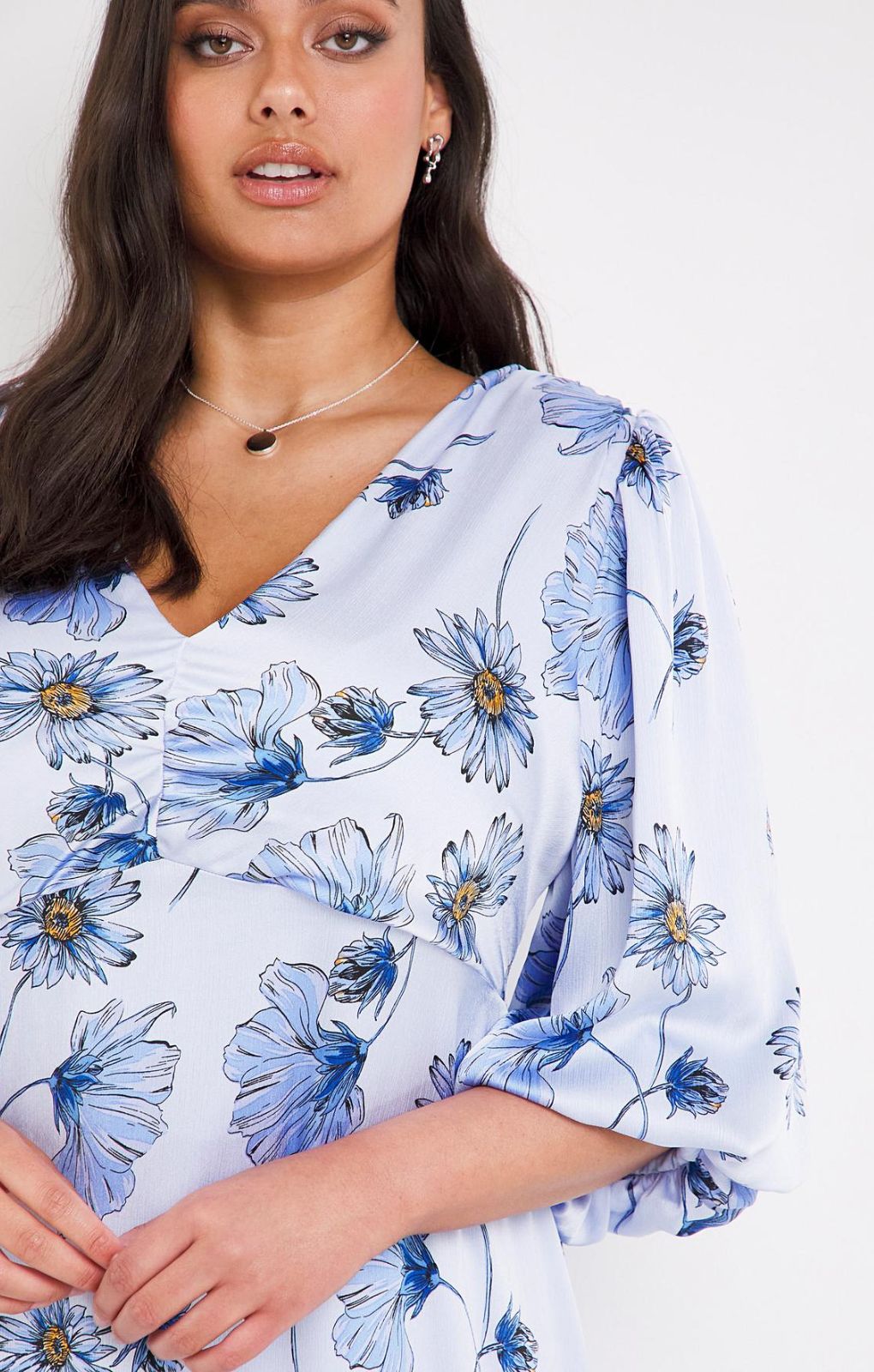 Simply Be Blue Print Satin Dress