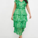 Simply Be Green Print Tiered Dress