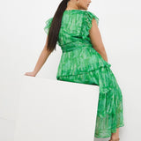 Simply Be Green Print Tiered Dress