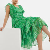 Simply Be Green Print Tiered Dress