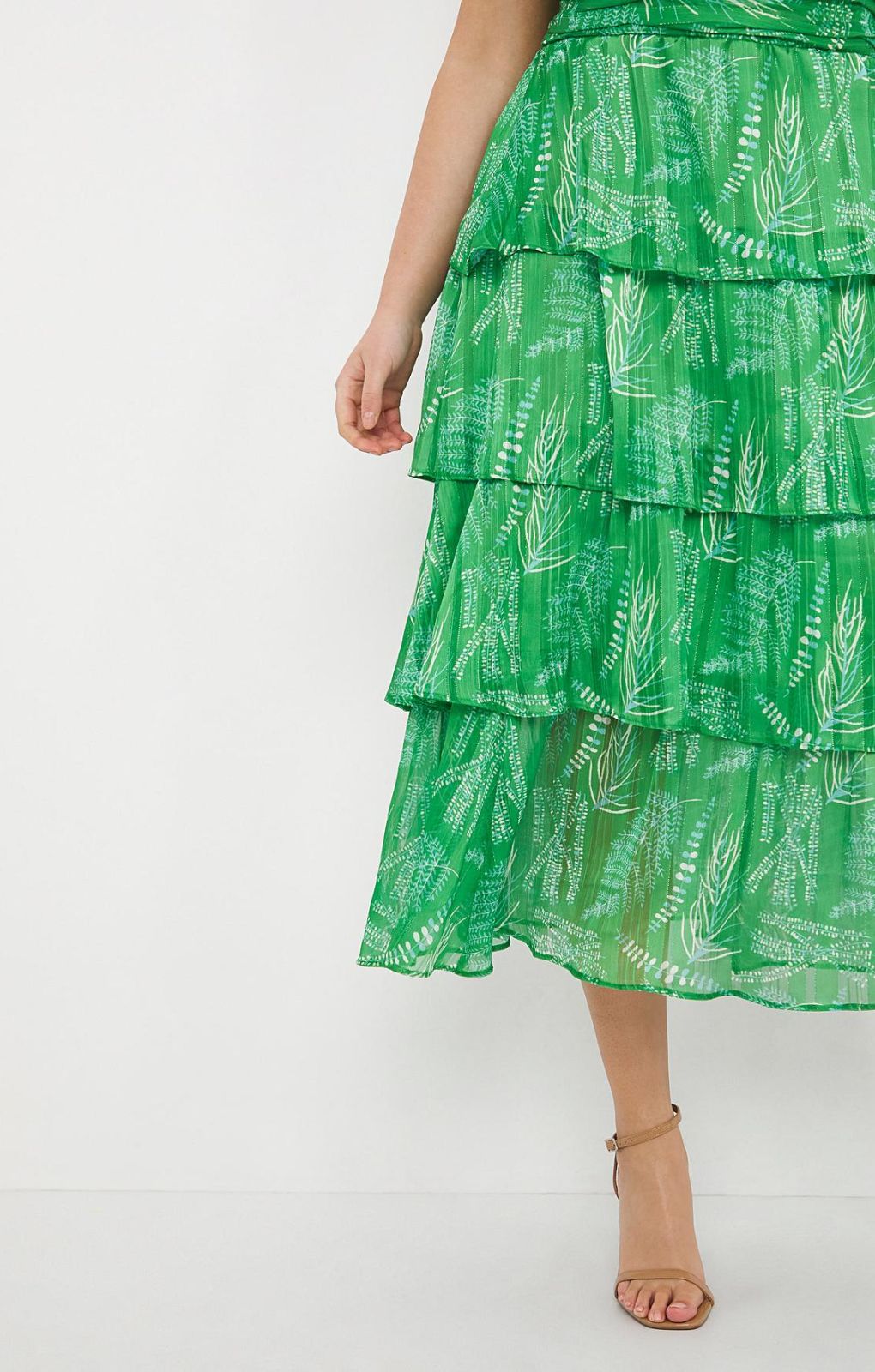 Simply Be Green Print Tiered Dress