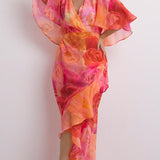 Simply Be Pink Floral Floral Wrap Dress