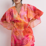 Simply Be Pink Floral Floral Wrap Dress