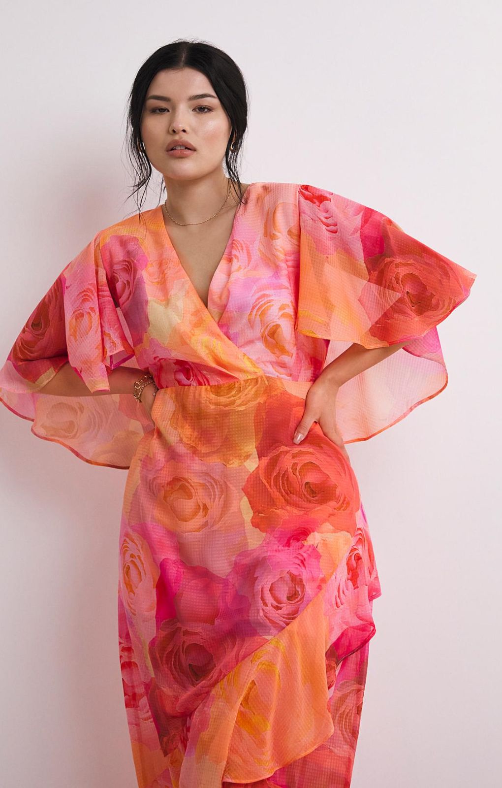 Simply Be Pink Floral Floral Wrap Dress product image