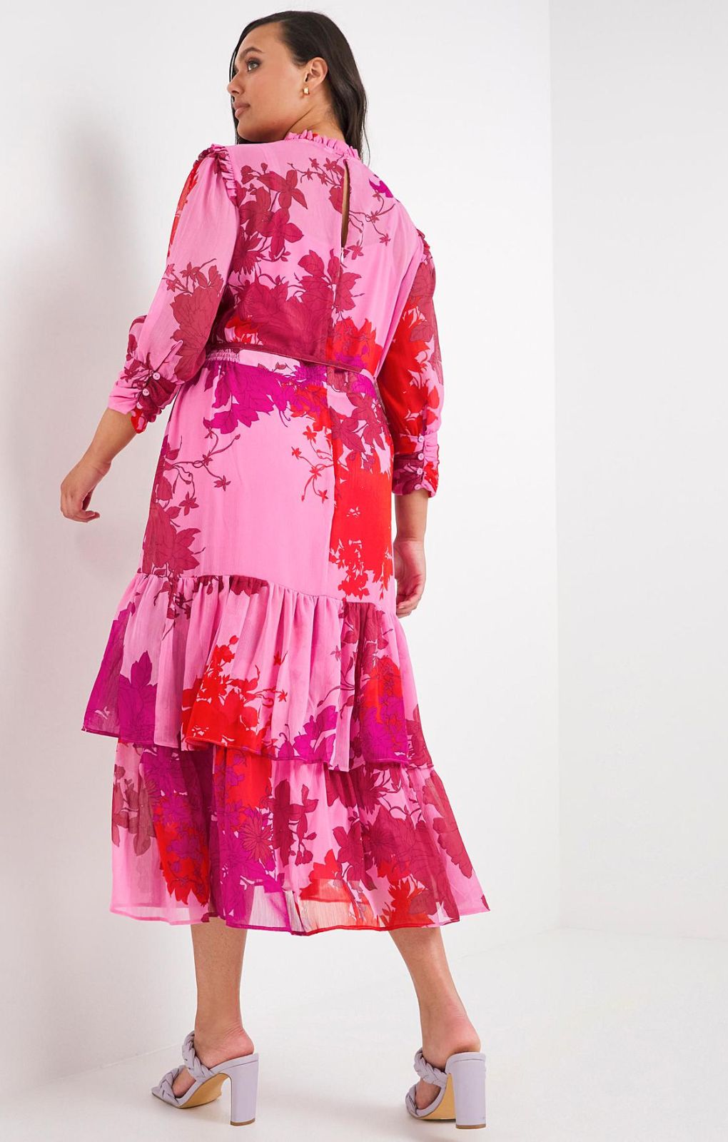 Simply Be Pink Print Tiered Dress product image