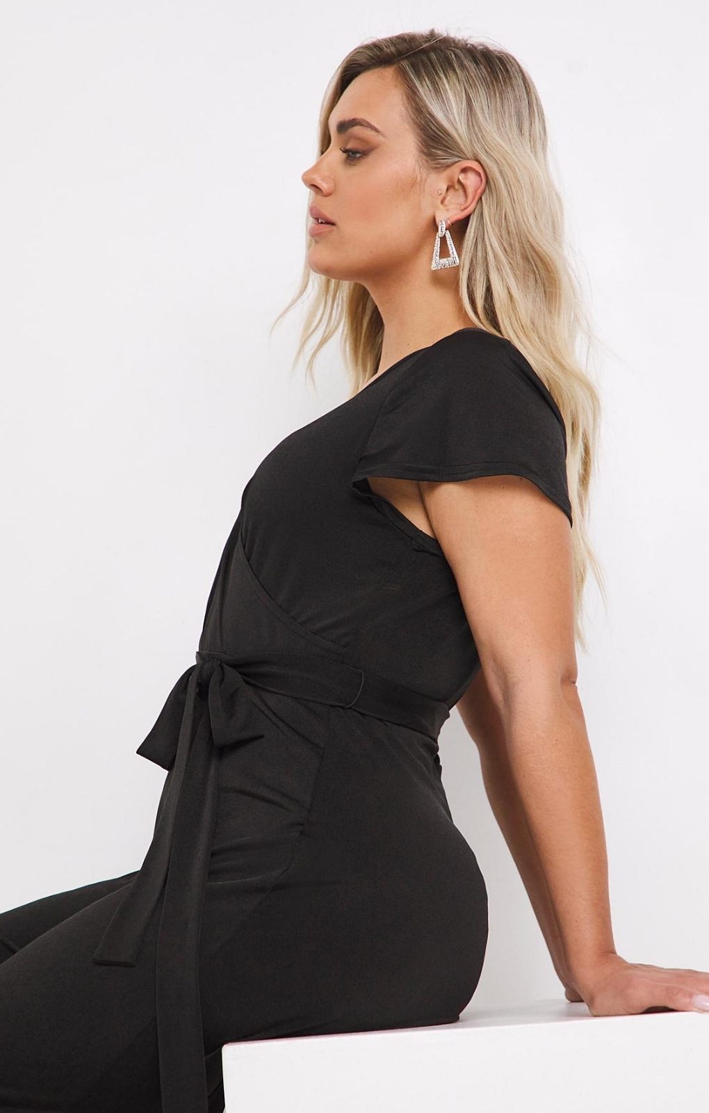 Black slinky jumpsuit on sale
