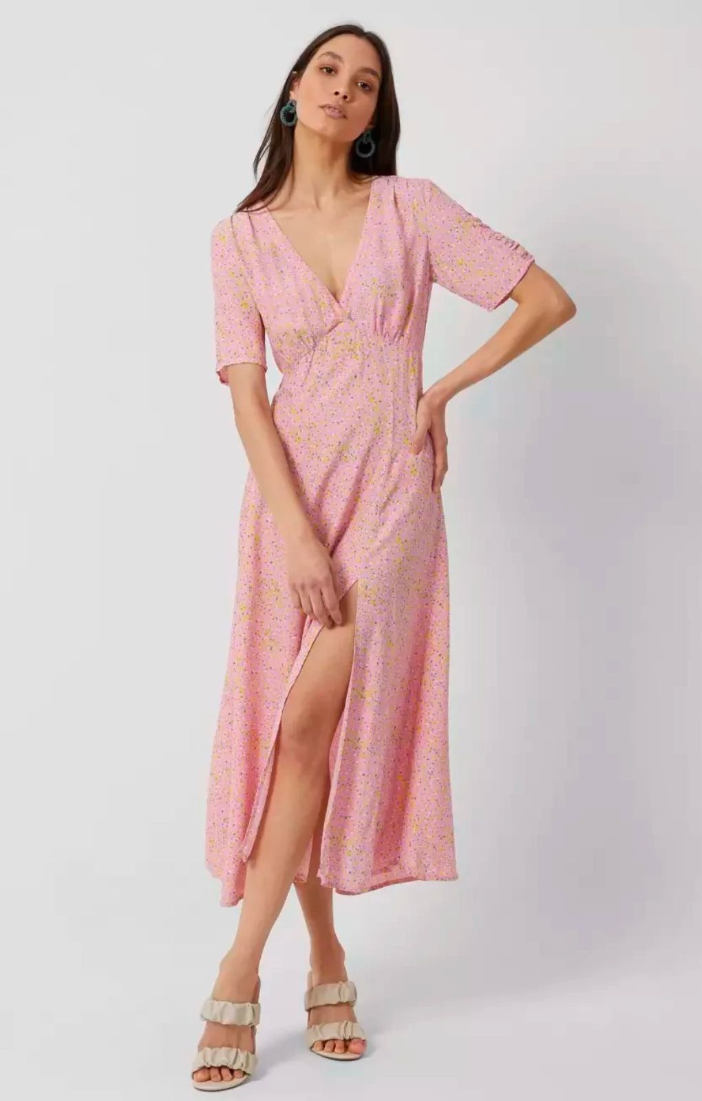 French Connection Stacie Daisy Drape Midi Dress Moonlite Mauve product image