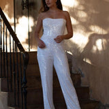 Dress The Population Andy White Sequin Jumpsuit