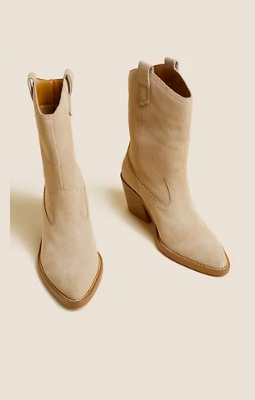 M&S Suede Western Block Heel Ankle Boots