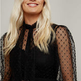 Little Mistress Chiara Black Beaded Pussybow Jumpsuit