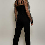 Little Mistress Chiara Black Beaded Pussybow Jumpsuit