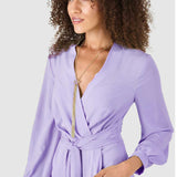Closet London Purple Wrap Wide Leg Jumpsuit