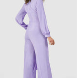 Closet London Purple Wrap Wide Leg Jumpsuit