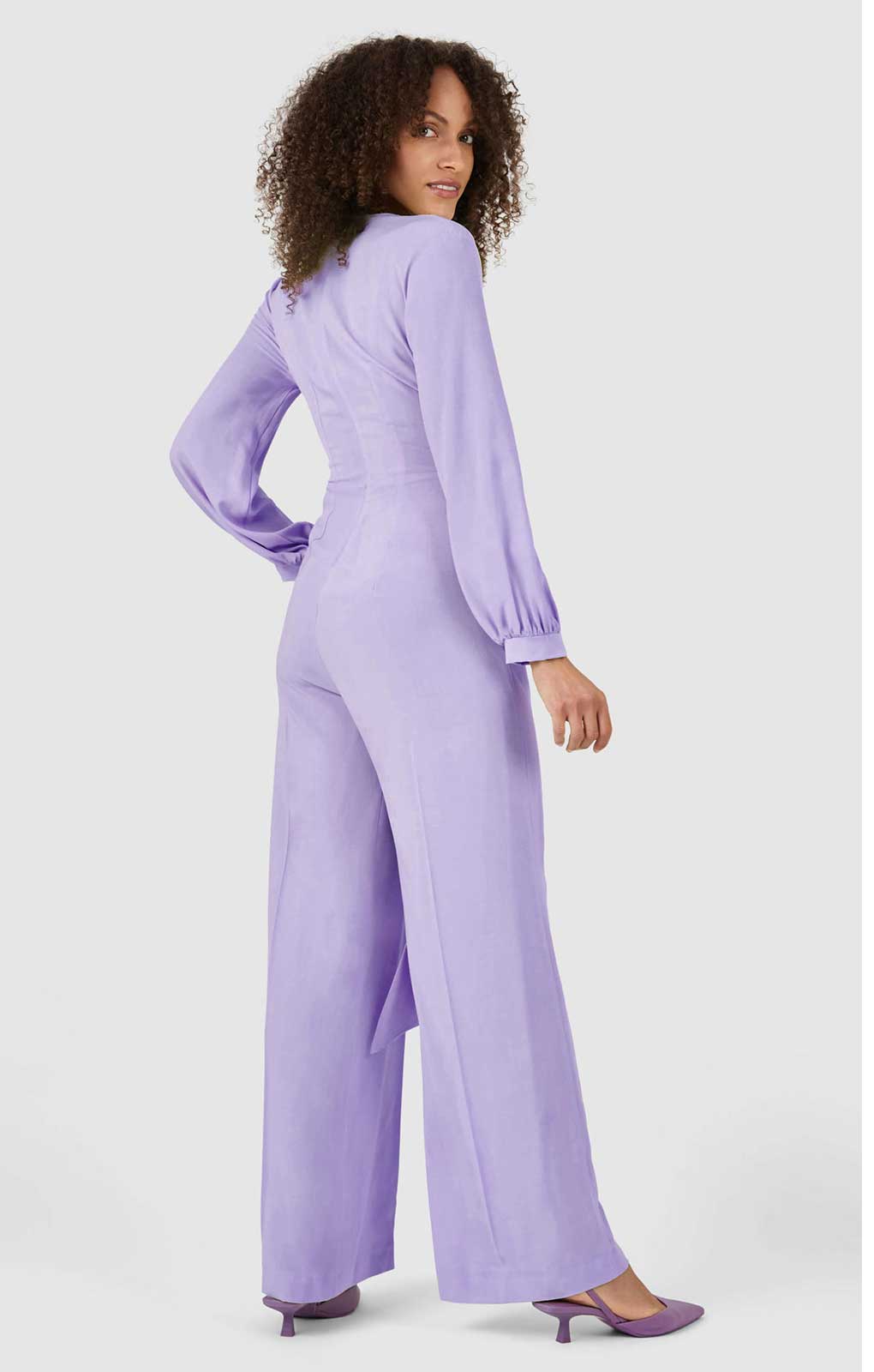Closet London Purple Wrap Wide Leg Jumpsuit