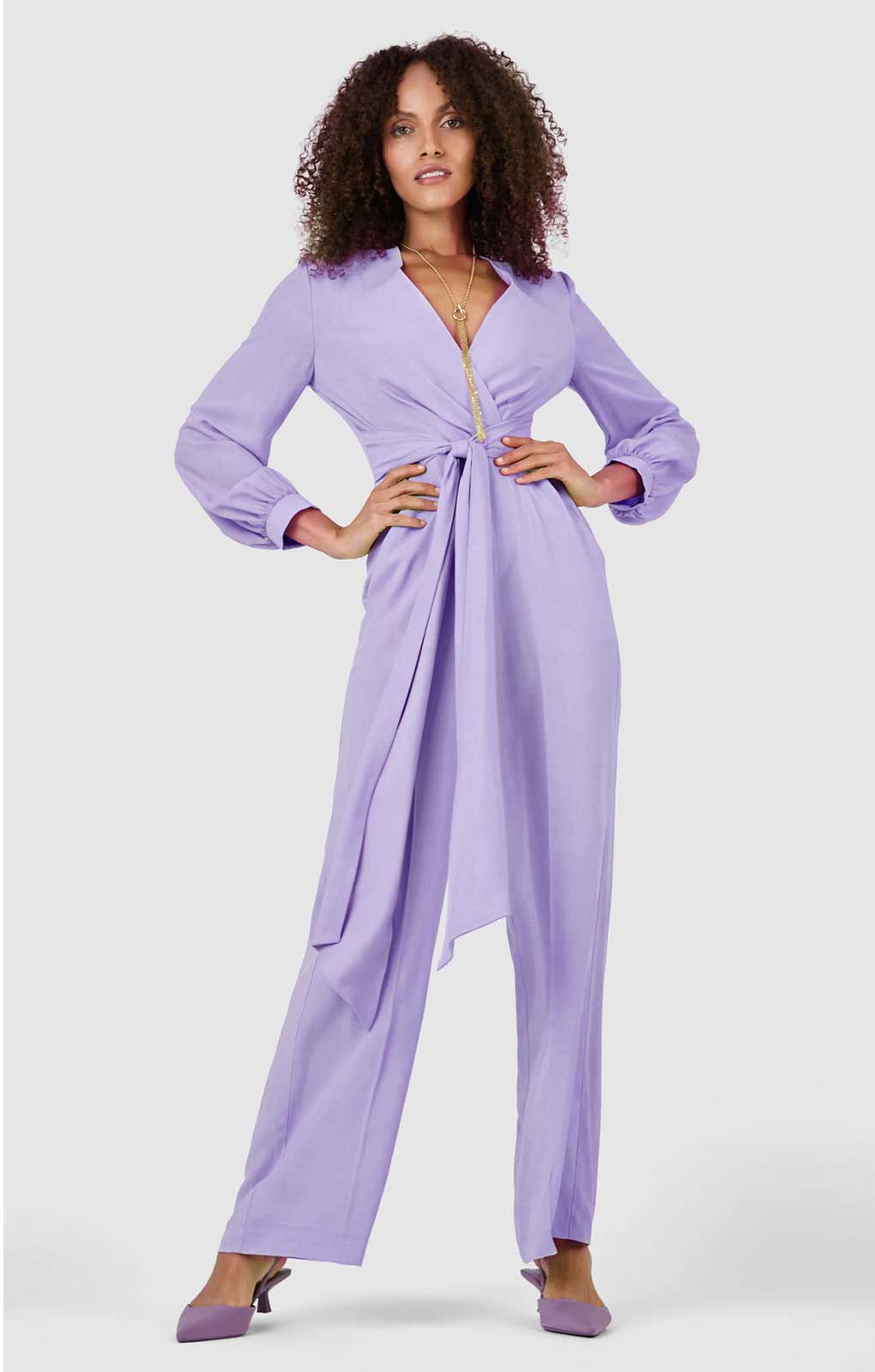 Closet London Purple Wrap Wide Leg Jumpsuit